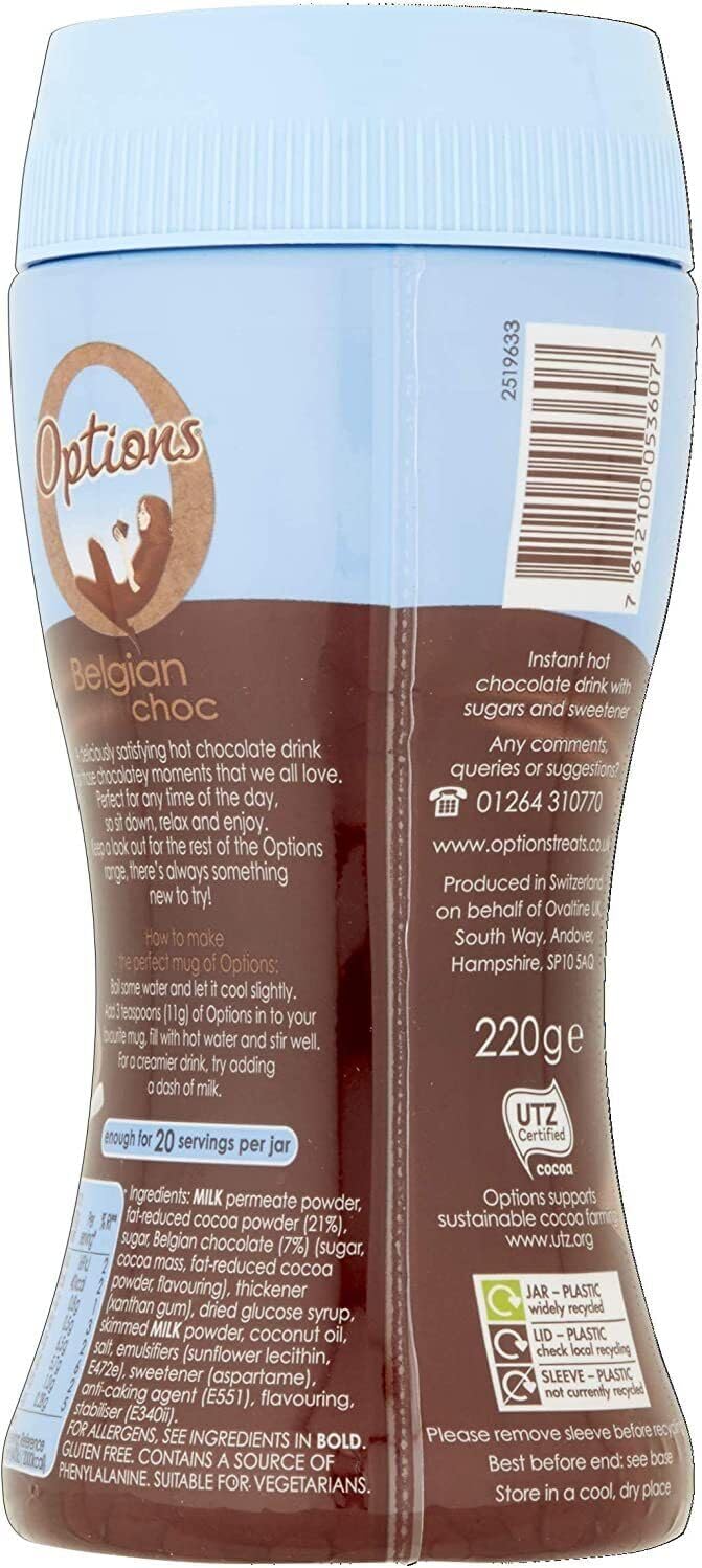 Options Instant Hot Chocolate Drinks Assortment Belgian